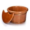 Natural Wood Foot Bath Bucket, Oak Soaking Tub with Lid view 3