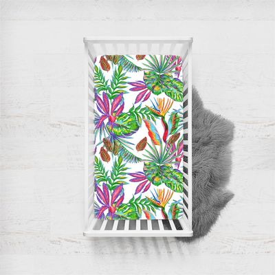 Odot Fitted Crib Sheet, Stroller Mattress Cover, 3D Leaf Pattern, Soft Baby Sheet, Plant 5, 120 x 60 cm