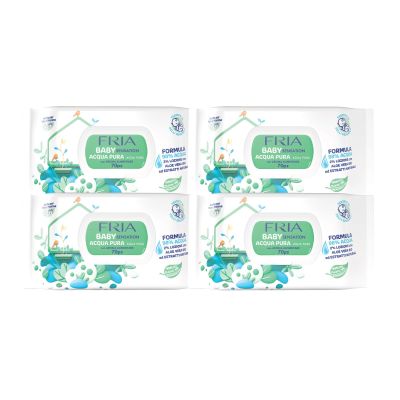 FRIA Baby Sensation Pure Water Diaper Wipes, 98% Purified Water Formula, Dermatologically Tested, 280-Count Value Pack