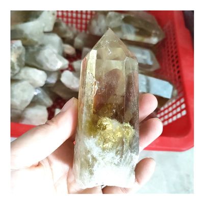 EKFBQBGW Natural Citrine Crystal Point Obelisk, Yellow Quartz Tower for Home Decor, Pyramid (Size: One Size)