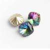 EKFBQBGW 30-Piece Nail Art Rhinestones, Square Glass, Mixed Colors, 8 mm, Flame Green view 1