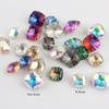 EKFBQBGW 30-Piece Nail Art Rhinestones, Square Glass, Mixed Colors, 8 mm, Flame Green view 2