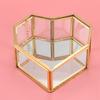 Torribala Flip Heart-Shaped Geometric Glass Jewelry Box and Ring Box for Wedding Decor view 4