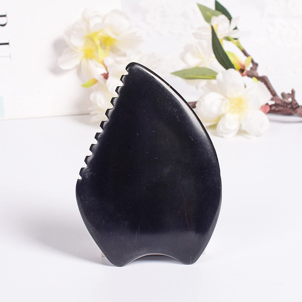 Natural Stone Gua Sha Facial Massage Tool, Black Obsidian, 1 Piece