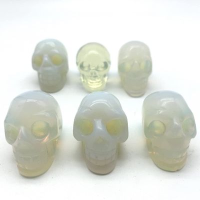 Handcrafted Natural Opal Quartz Skull Crystal Decor