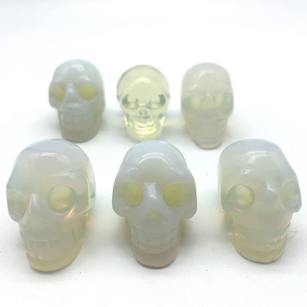 Handcrafted Natural Opal Quartz Skull Crystal Decor