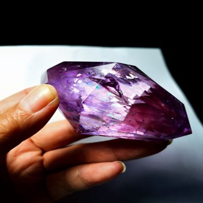 EKFBQBGW 2.95-Inch Genuine Tibetan Purple Amethyst Crystal Point Prana Wand