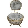Handmade Natural Agate Geode Jewelry Box with Quartz Cluster view 1