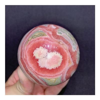 Natural Rhodochrosite Quartz Crystal Sphere, 1 Pc