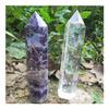 Clear Melting Stone Quartz Tower and Amethyst Crystal Point view 4