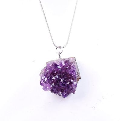 Natural Amethyst Crystal Cluster Pendant for Home Decor