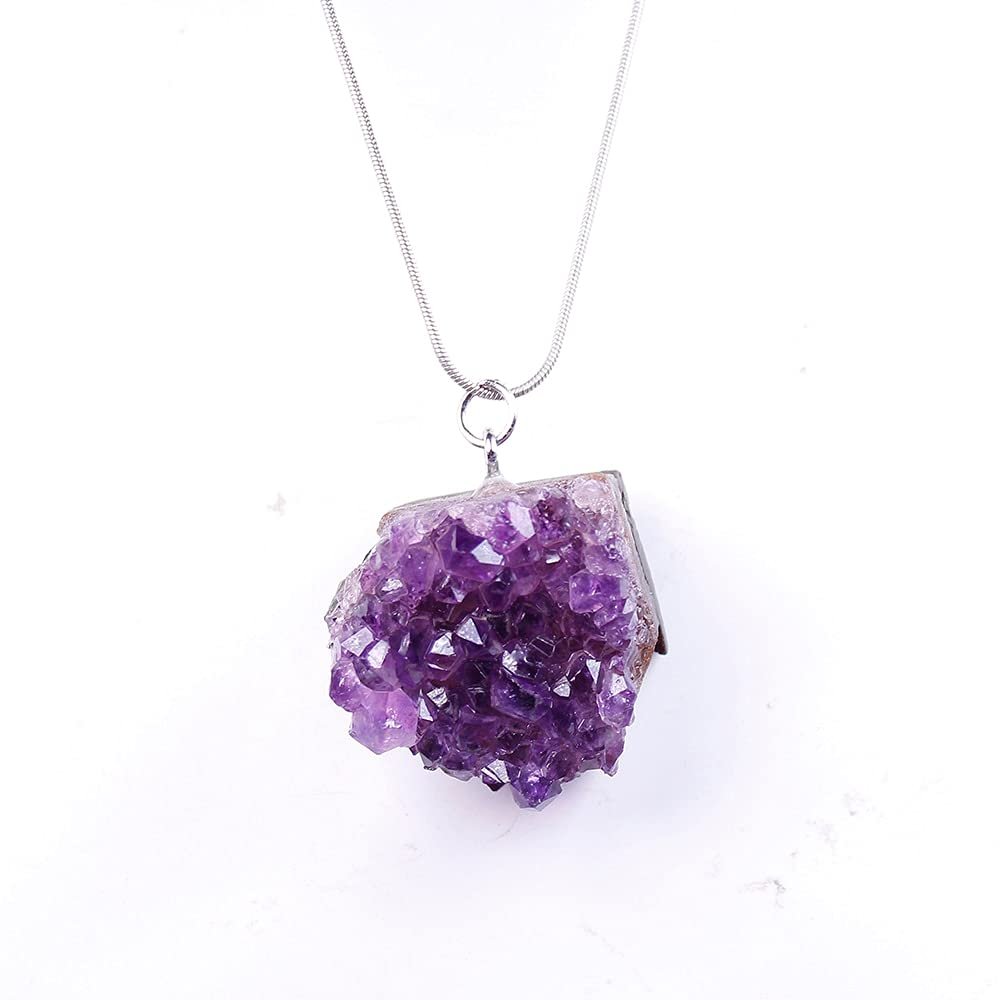 Natural Amethyst Crystal Cluster Pendant for Home Decor