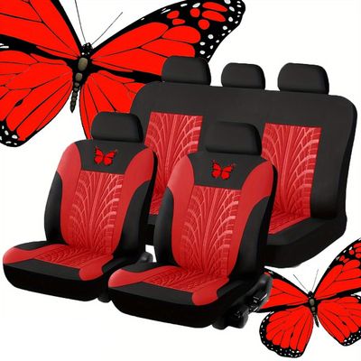 BRZUIL 9-Piece Seat Cover Set, Compatible with Ford Explorer, Front and Rear Seat Covers, Red