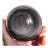 EKFBQBGW Room Decor Natural Silver-Sheen Black Obsidian Crystal Sphere, Wicca Gift for Warding Off Evil Spirits (Size: 7–8 cm) view 1