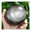 EKFBQBGW Room Decor Natural Silver-Sheen Black Obsidian Crystal Sphere, Wicca Gift for Warding Off Evil Spirits (Size: 7–8 cm) view 4
