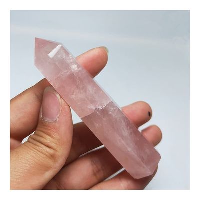 Natural Crystal Tower Decor with Fluorite, Labradorite and Rose Quartz, 260 g