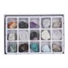 EKFBQBGW Natural Rough Crystal Stones, 15-Piece Box, Pyrite, Selenite and Obsidian, Khaki view 2