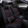 PU Leather Car Seat Covers for Hyundai, 5 Seats, Black/Red with Pillow view 1