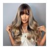 XXAD553TY Women's Ombre Brown-Gold Highlight Synthetic Wig for Black Women, Long Wavy Wig with Bangs (LC040-1) view 3