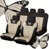 BRZUIL 9-Piece Car Seat Covers, Compatible with Daihatsu YRV, Scion Venza, Datsun Sirion, Terios, and Serion, Decorative Car Seat Covers, 3-Beige view 1