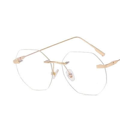 FUQINQINGOZ Rimless Reading Glasses, Anti-Glare, HD, Flat Light Mirror, Anti-Blue Light (Color: Golden, Size: +150)