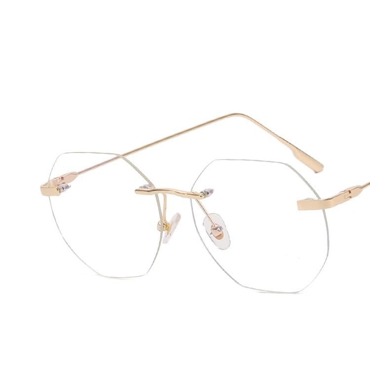 FUQINQINGOZ Rimless Reading Glasses, Anti-Glare, HD, Flat Light Mirror, Anti-Blue Light (Color: Golden, Size: +150)
