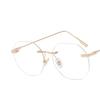 FUQINQINGOZ Rimless Reading Glasses, Anti-Glare, HD, Flat Light Mirror, Anti-Blue Light (Color: Golden, Size: +150) view 1
