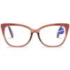 KOOSUFA Women's Cat-Eye Blue-Light-Blocking Reading Glasses, Spring Hinges, Transparent Dark Brown, +1.25 view 1