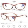 KOOSUFA Women's Cat-Eye Blue-Light-Blocking Reading Glasses, Spring Hinges, Transparent Dark Brown, +1.25 view 2