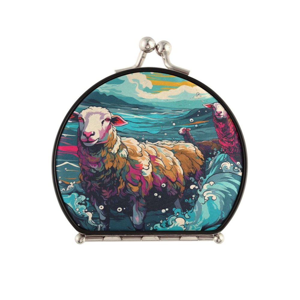 NYYYTTTEU Watercolor Cute Sheep Sea Art Compact Makeup Mirror