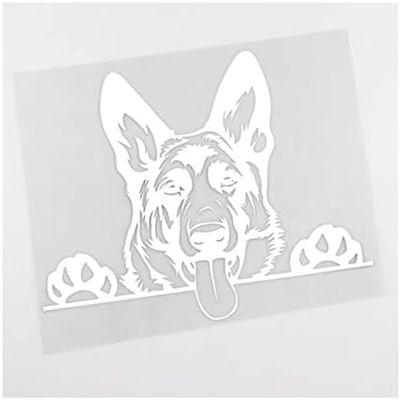 15 cm Cartoon German Shepherd Spht Vinyl Car Stickers, Black/Silver (2-Pack)