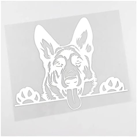 15 cm Cartoon German Shepherd Spht Vinyl Car Stickers, Black/Silver (2-Pack)