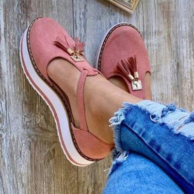 CrEev Women's Summer Sandals, Platform, Tassel, Leather, Closed-Toe, Buckle Ankle Strap, Heeled Vintage Beach Espadrilles (2 43 EU) (1 38 EU)