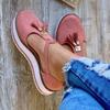 CrEev Women's Summer Sandals, Platform, Tassel, Leather, Closed-Toe, Buckle Ankle Strap, Heeled Vintage Beach Espadrilles (2 43 EU) (1 38 EU) view 1