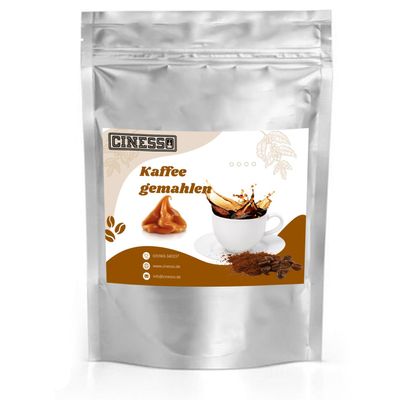 Cinesso Chocolate Ground Coffee, Various Flavors with Distinctive Aromas, for Every Day and Fully Automatic Coffee Machines, Intense Flavor (1 kg, Caramel)