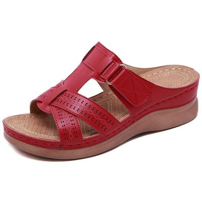 Women's Floral Wide-Fit Boho Beach Flip-Flop Wedge Platform Sandals, Casual Summer Slip-On Sandals, Size 01,43 (5