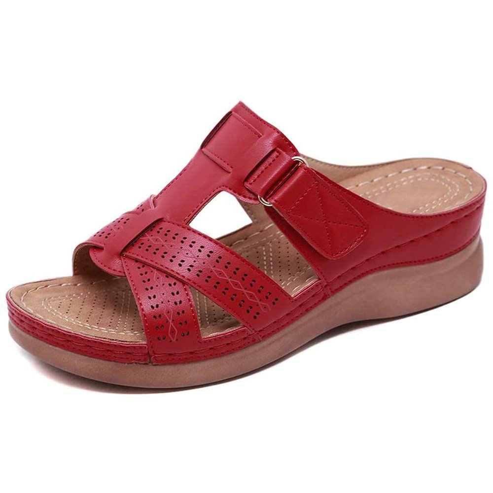 Women's Floral Wide-Fit Boho Beach Flip-Flop Wedge Platform Sandals, Casual Summer Slip-On Sandals, Size 01,43 (5