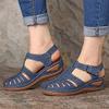 CrEev Women's Summer Sandals, Comfortable Wedge Sandals with Straps, Flat Shoes, Vintage Peep-Toe Suede Flats, Wide-Fit Sandals, 02, 42 (3 40 EU) (3 42 EU) view 2