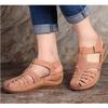 CrEev Women's Summer Sandals, Comfortable Wedge Sandals with Straps, Flat Shoes, Vintage Peep-Toe Suede Flats, Wide-Fit Sandals, 02, 42 (3 40 EU) (3 42 EU) view 4