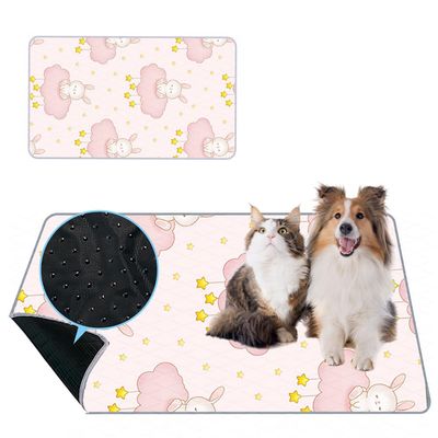 Mateju Washable Puppy Training Pad, Non-Slip, Absorbent, Reusable, Pink Clouds, 100 x 70 cm