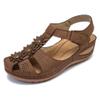 Women's Closed-Toe Sandals, Sport Wedge Sandals for Outdoors, Soft Leather Low-Top Gladiator Summer Shoes for Walking and Driving, 06,44 (1 45 EU) (4 45 view 1