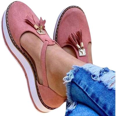 Women's Flat Bar Sandals with Tassel, Round Toe, Platform Sole and Buckle Strap, Casual Ballet Walking Beach Shoes, Roman Gladiator Sandals, 2 Blue, 39 (6 Light Gray EU 37) (4 Pink EU 36)