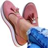 Women's Flat Bar Sandals with Tassel, Round Toe, Platform Sole and Buckle Strap, Casual Ballet Walking Beach Shoes, Roman Gladiator Sandals, 2 Blue, 39 (6 Light Gray EU 37) (4 Pink EU 36) view 1