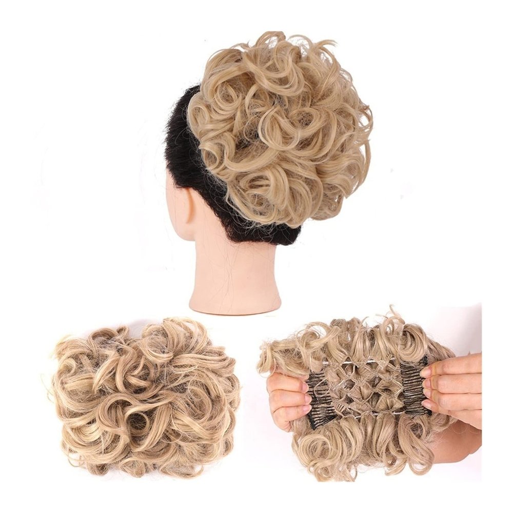 Messy Bun Comb Clip-In Ponytail Extensions for Women, Loose Curly Updo Hairpiece