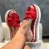 Women's Platform Slip-On Sandals with Wedge Heel, Bow-Knot Front, Open Toe and Non-Slip Thick Sole view 1