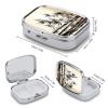 YJWANDO Portable Pill Case with Bamboo Tree and Chinese Calligraphy Print, 2 Compartments view 2