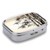 YJWANDO Portable Pill Case with Bamboo Tree and Chinese Calligraphy Print, 2 Compartments view 3