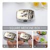 YJWANDO Portable Pill Case with Bamboo Tree and Chinese Calligraphy Print, 2 Compartments view 4