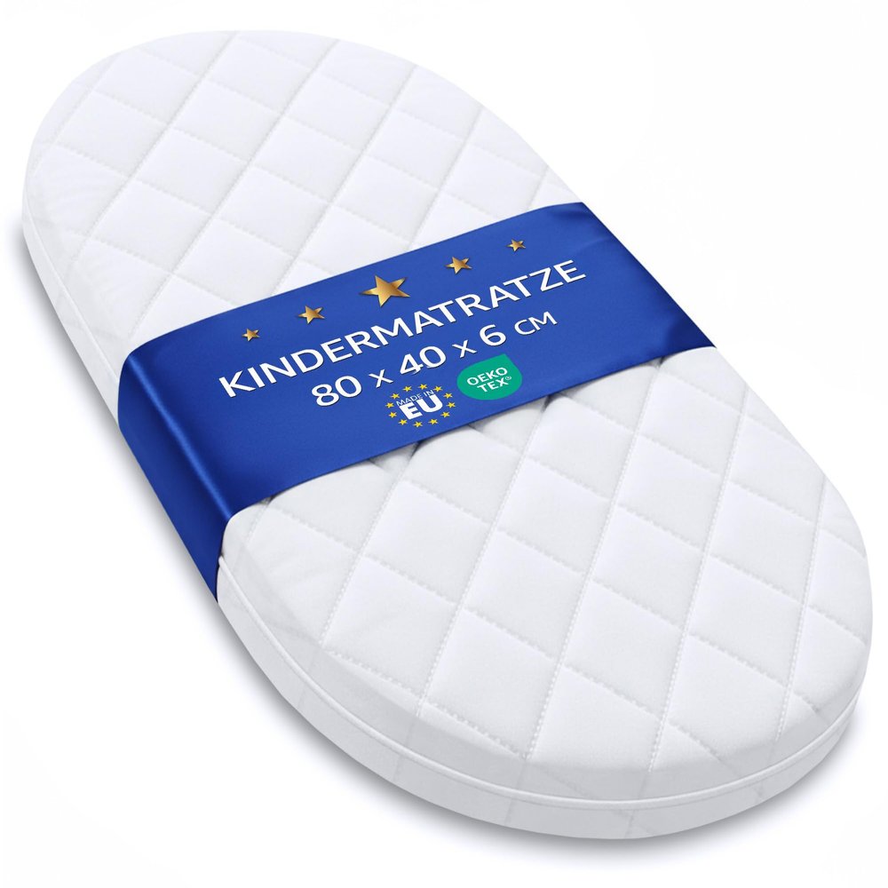 Totsy Baby Co-Sleeper Mattress, Oval, 40 x 80 cm, Breathable & Washable, OEKO-TEX