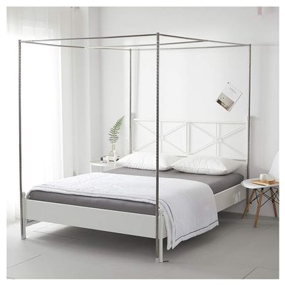 Bed Canopy Frame, Mosquito Net Holder, 4-Corner Stainless Steel Spiral Bed Posts, 22 mm
